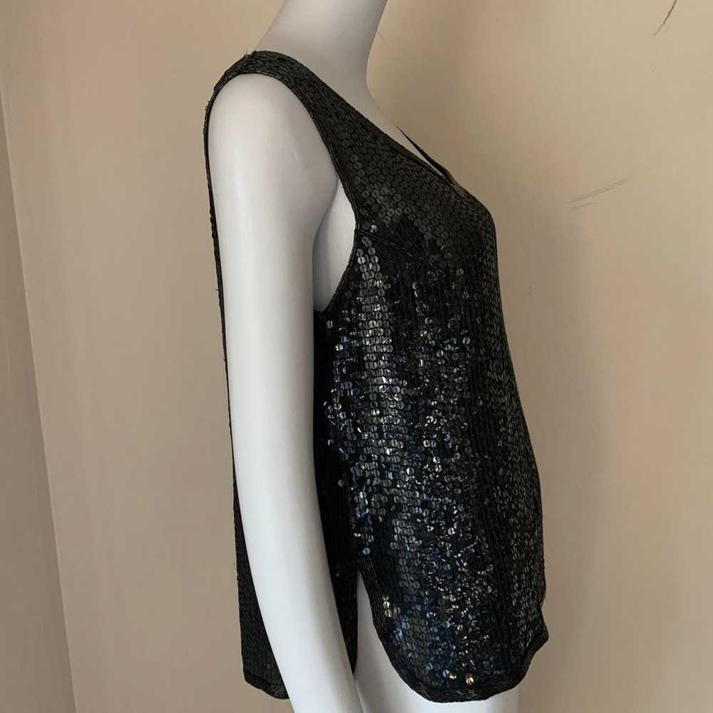 Vintage 100% Silk Sequin Bead Sleeveless Top by J… - image 8