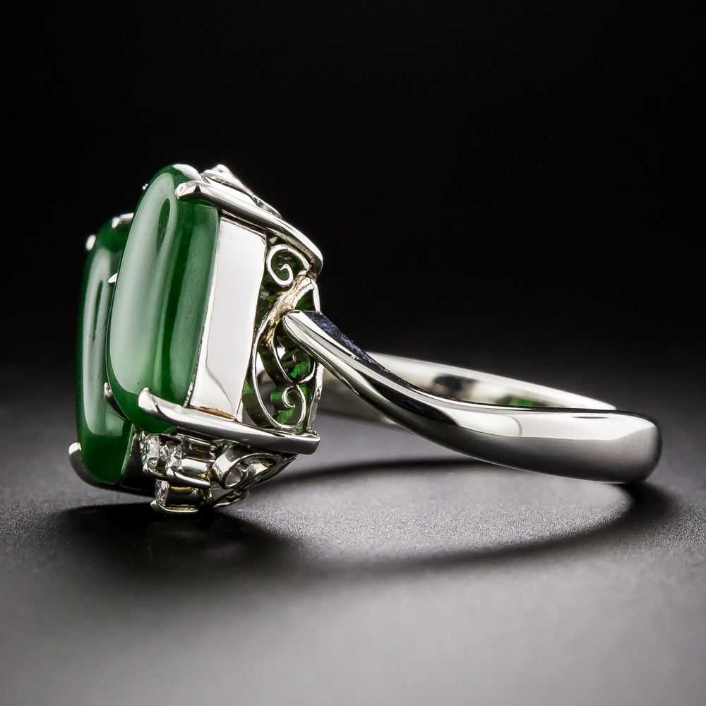 Twin Burmese Jade And Diamond Ring - image 3