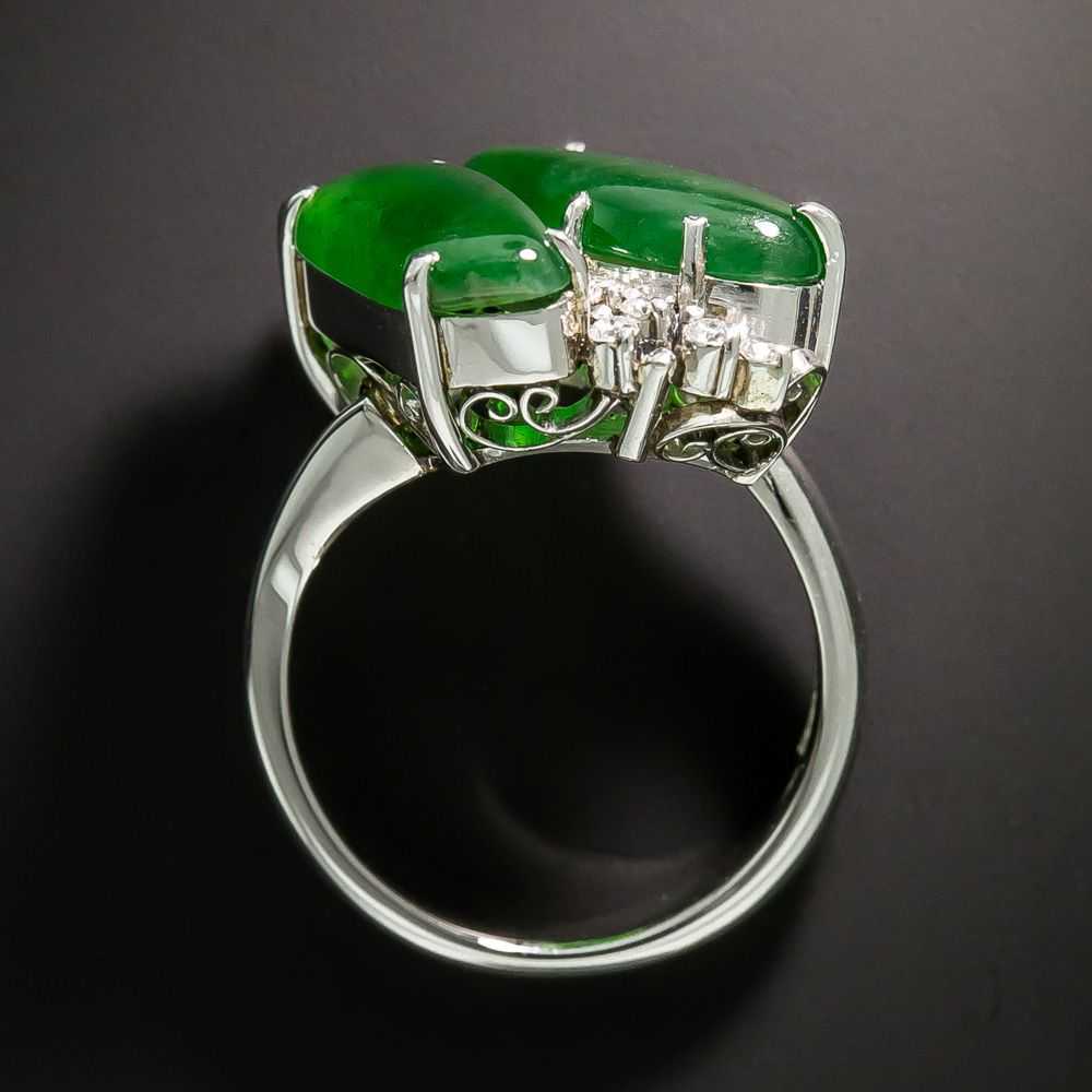 Twin Burmese Jade And Diamond Ring - image 4