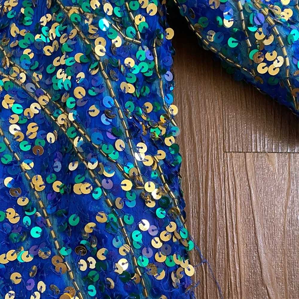 Elegance by Anujan vintage 1980s 100% silk blue g… - image 8