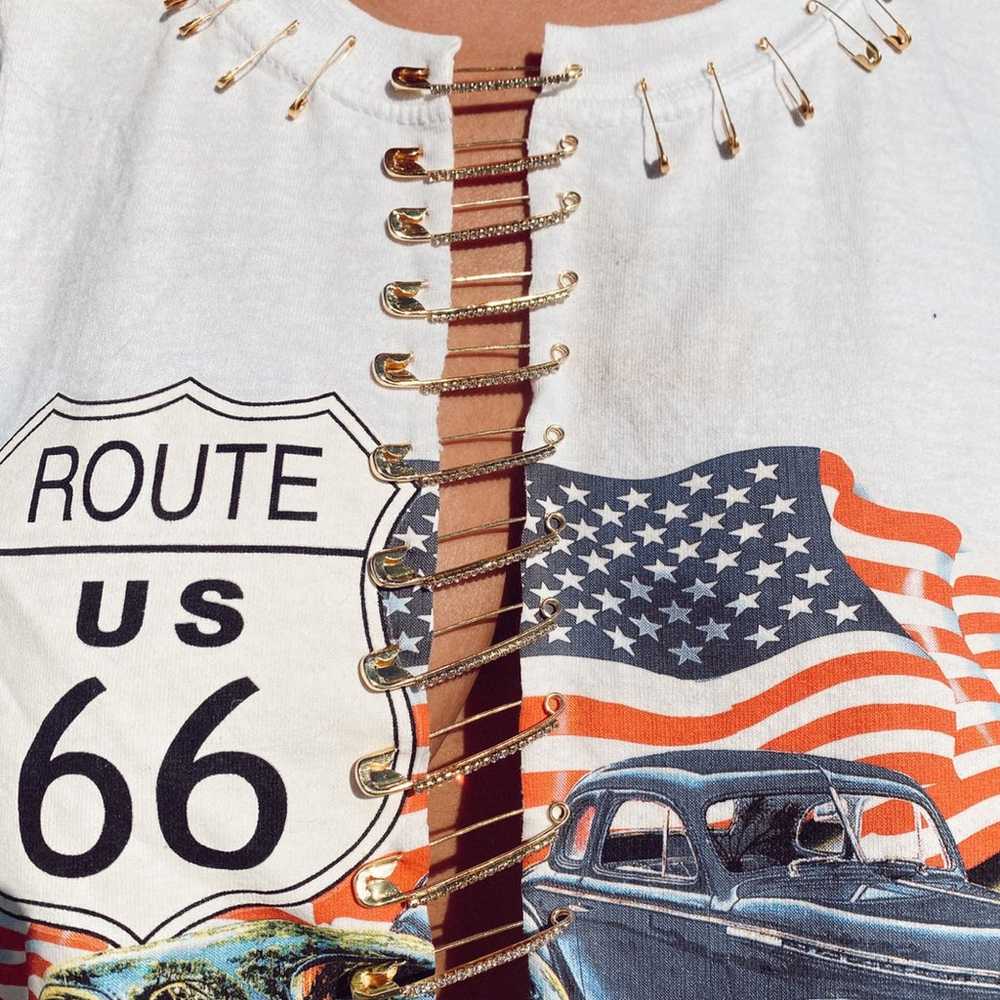 Worked vintage Route 66 crop pin shirt - image 2