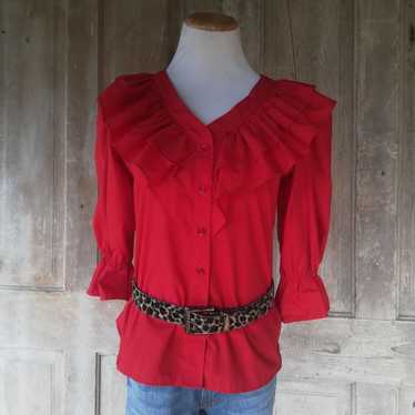 Vintage Red Ruffle Top - image 1