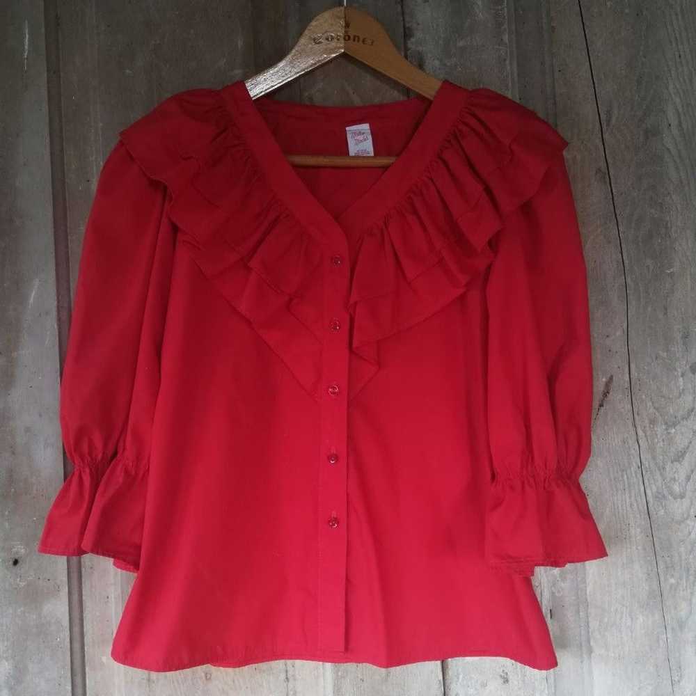 Vintage Red Ruffle Top - image 2