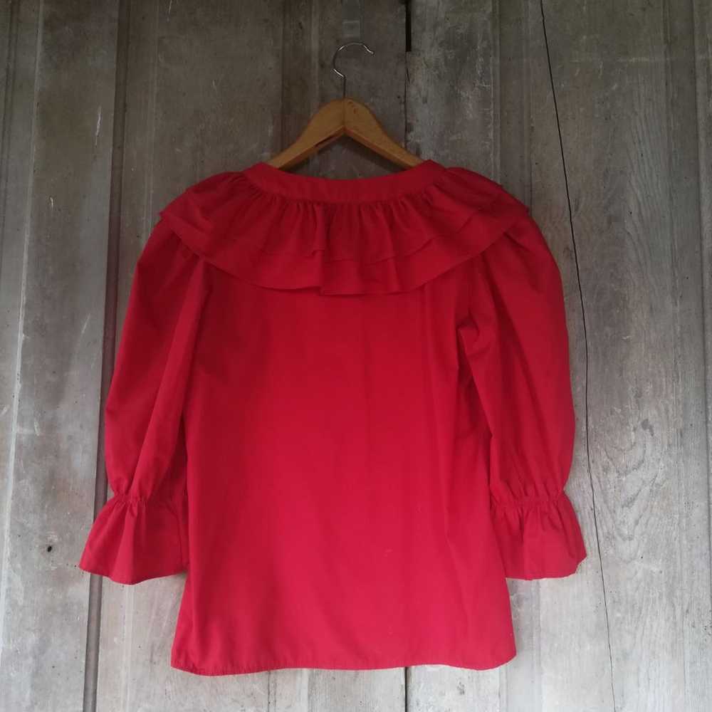 Vintage Red Ruffle Top - image 3