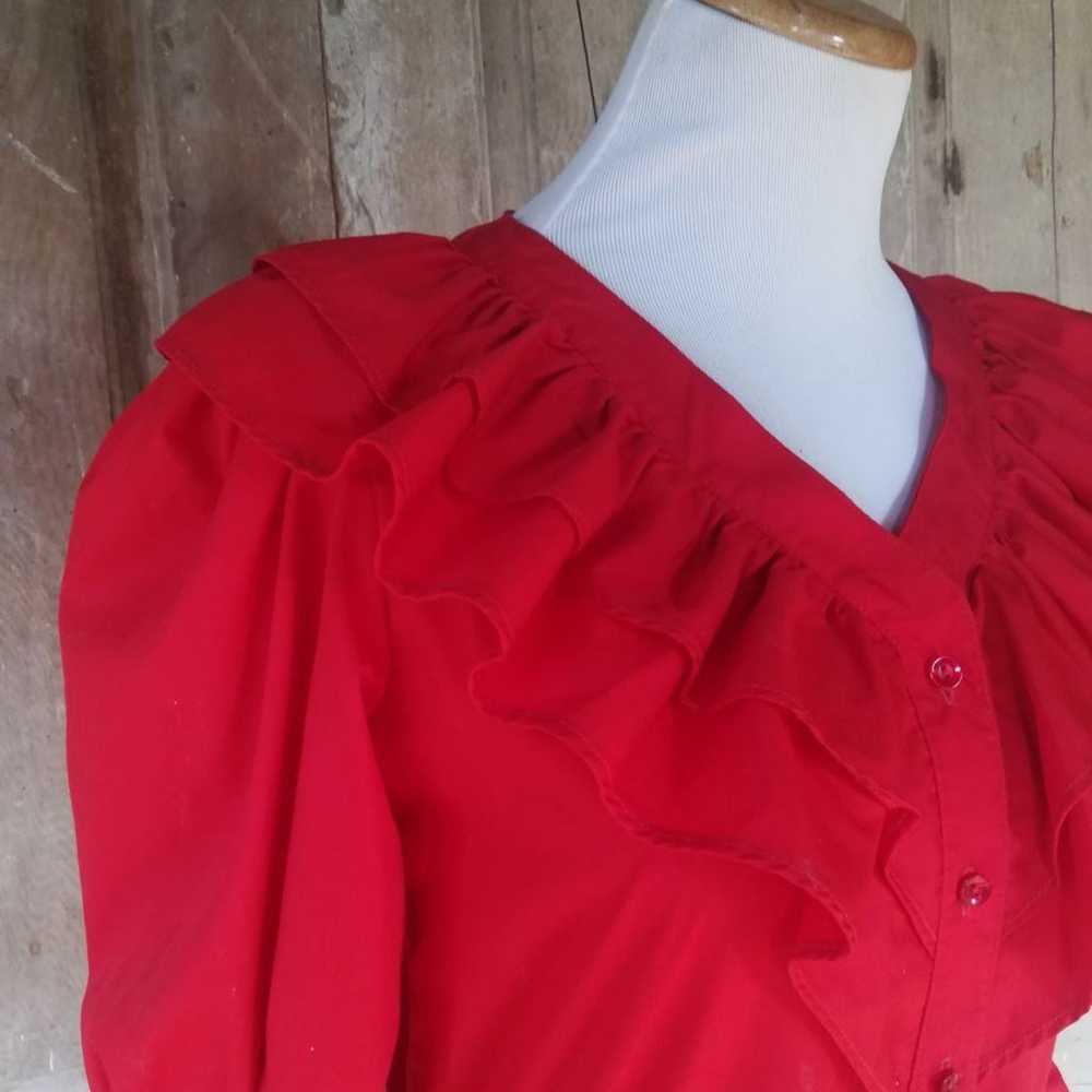 Vintage Red Ruffle Top - image 5