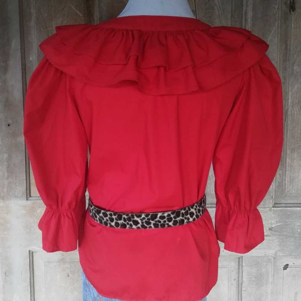 Vintage Red Ruffle Top - image 8