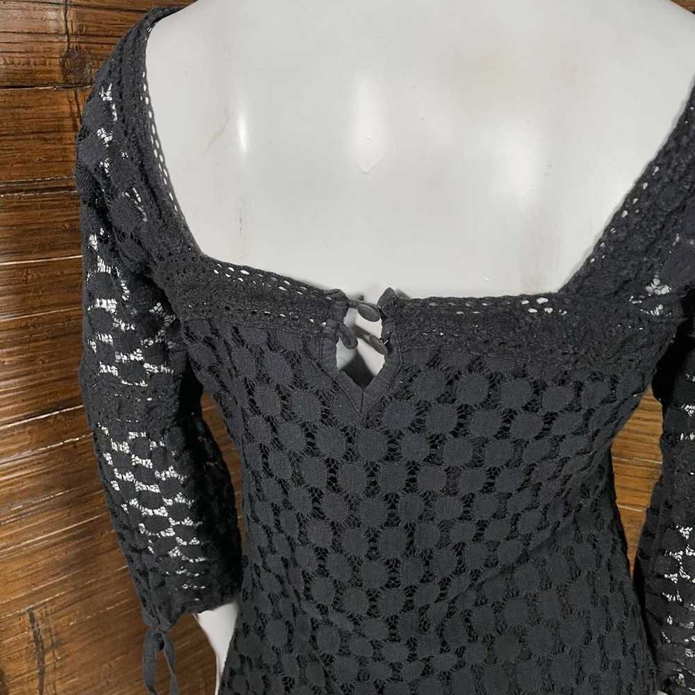 Vintage black knit crochet mini dress solitaire - image 6