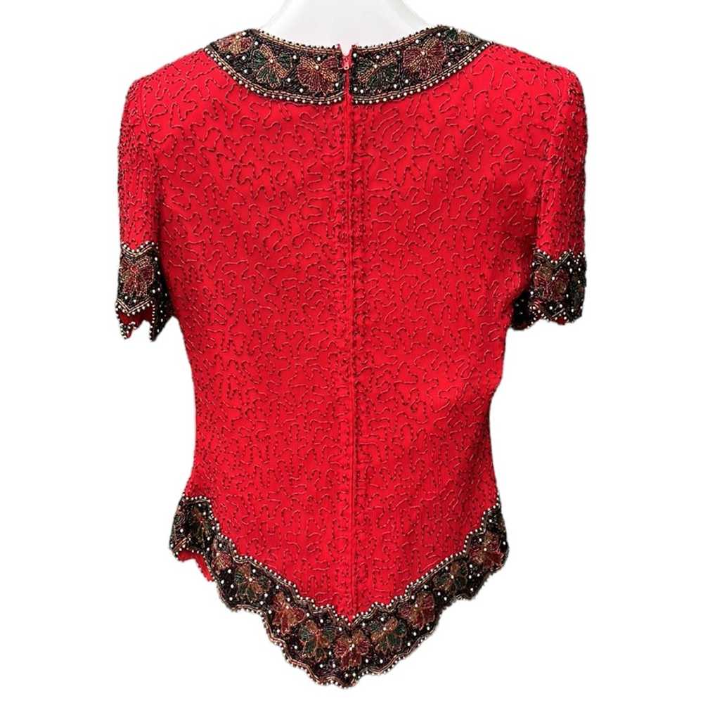 Laurence Kazar 100% Silk Vintage beaded blouse - image 5