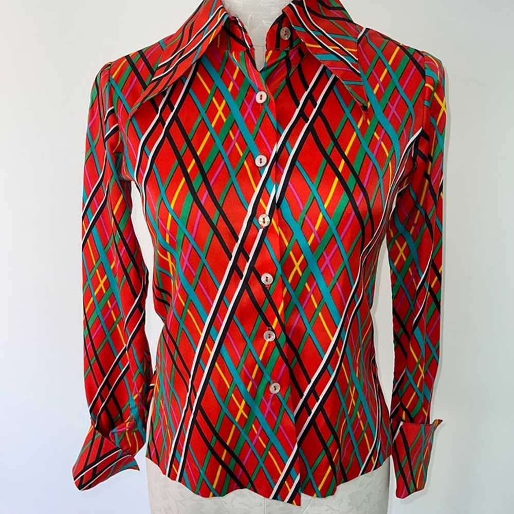Youth Guild Vintage 70s Shirt Size 4 XS Red Fitte… - image 1
