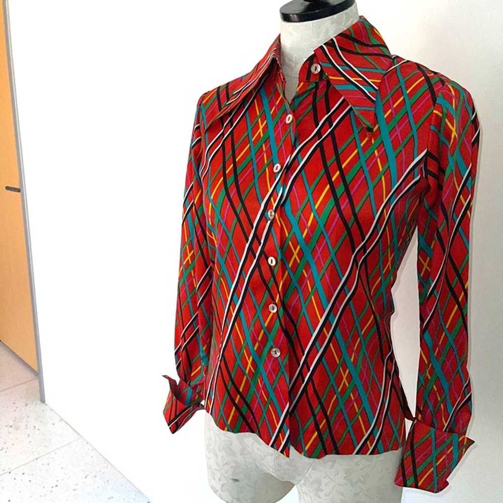 Youth Guild Vintage 70s Shirt Size 4 XS Red Fitte… - image 7
