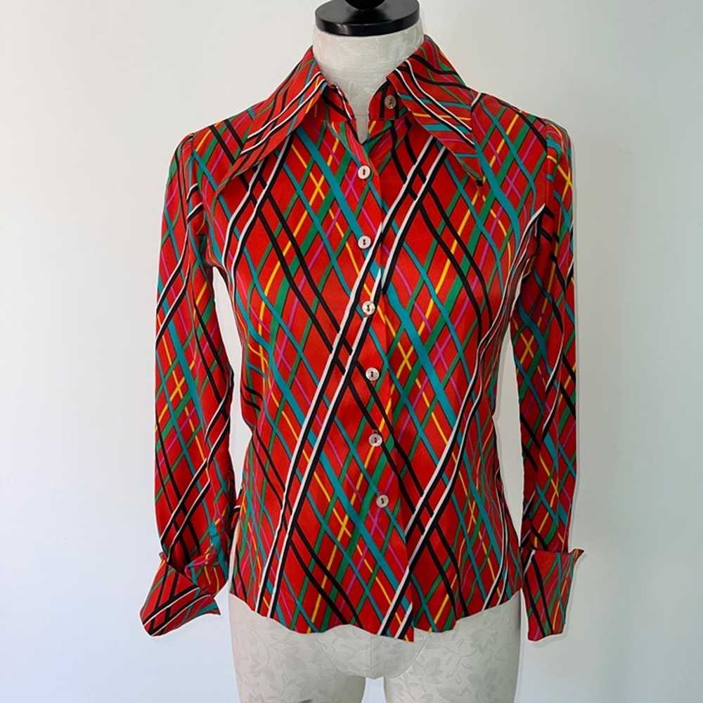Youth Guild Vintage 70s Shirt Size 4 XS Red Fitte… - image 8
