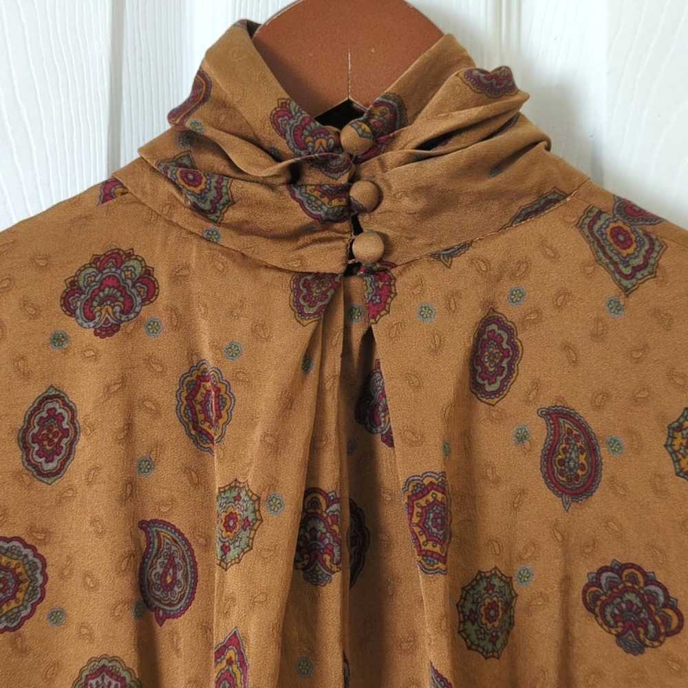 Anne Klein 80's Vintage Silky Paisley Printed Ple… - image 11