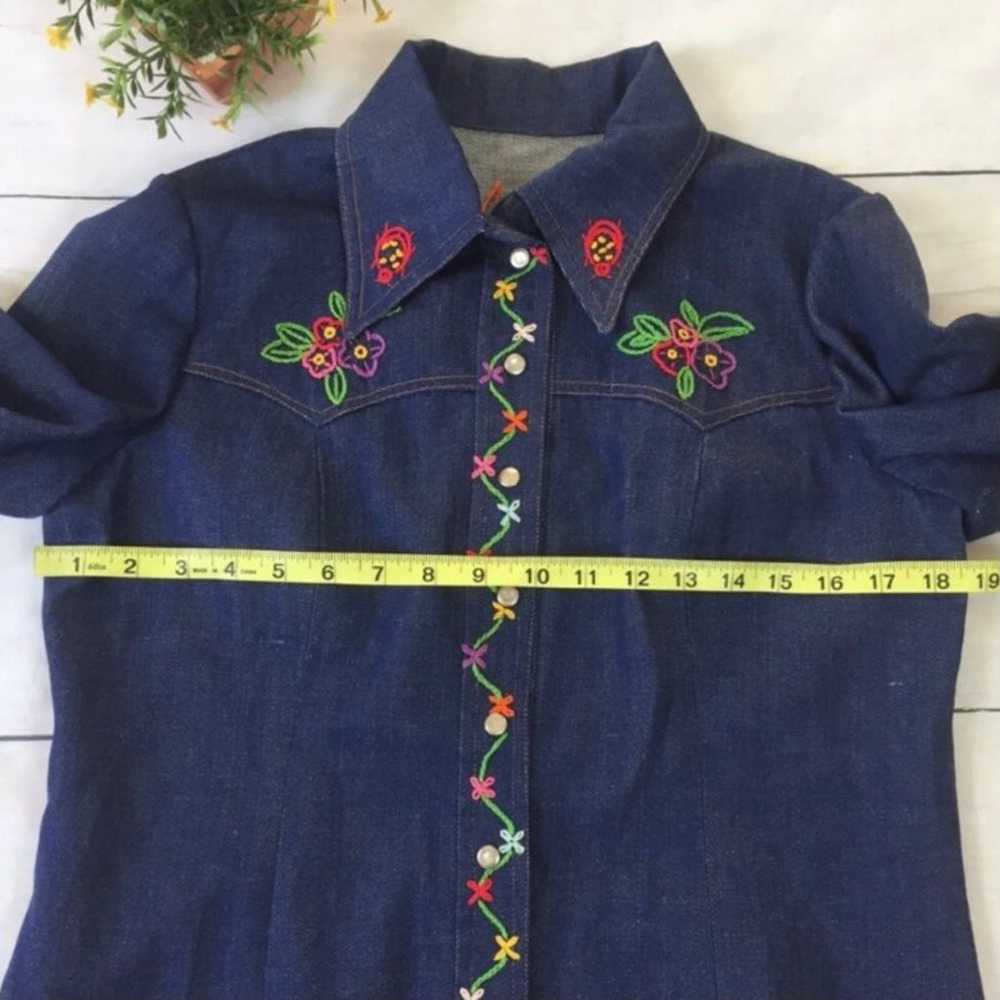 Vintage 70’s Embroidered Denim Shirt - image 6