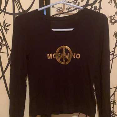 VTG orders Moschino Logo-Debossed Black T Shirt Blouse