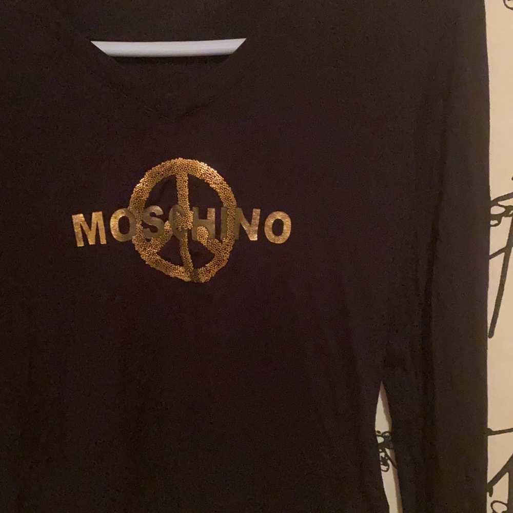 VTG Moschino Logo-Debossed Black T Shirt Blouse - image 3
