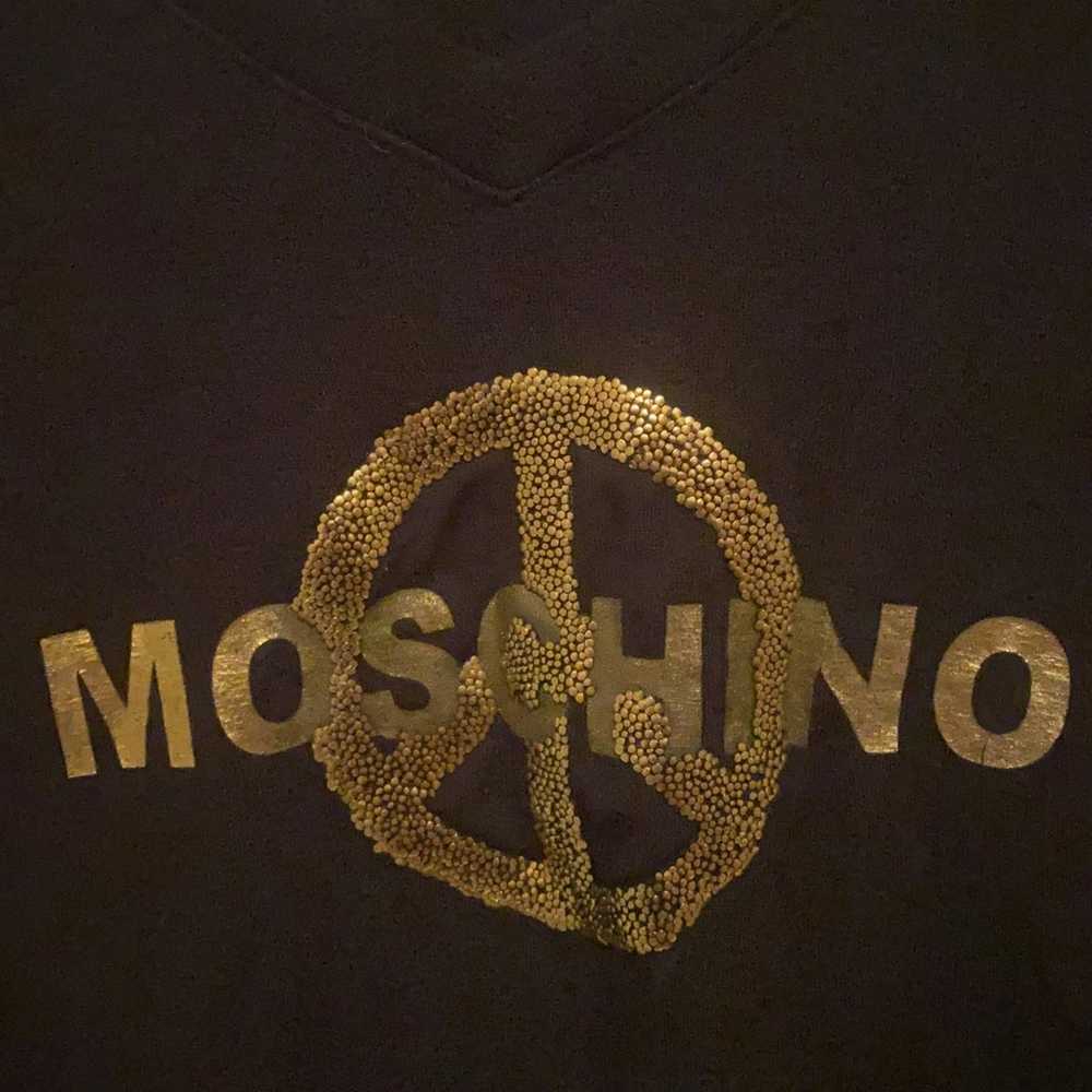 VTG Moschino Logo-Debossed Black T Shirt Blouse - image 4