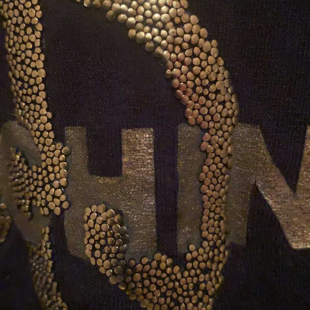 VTG Moschino Logo-Debossed Black T Shirt Blouse - image 7