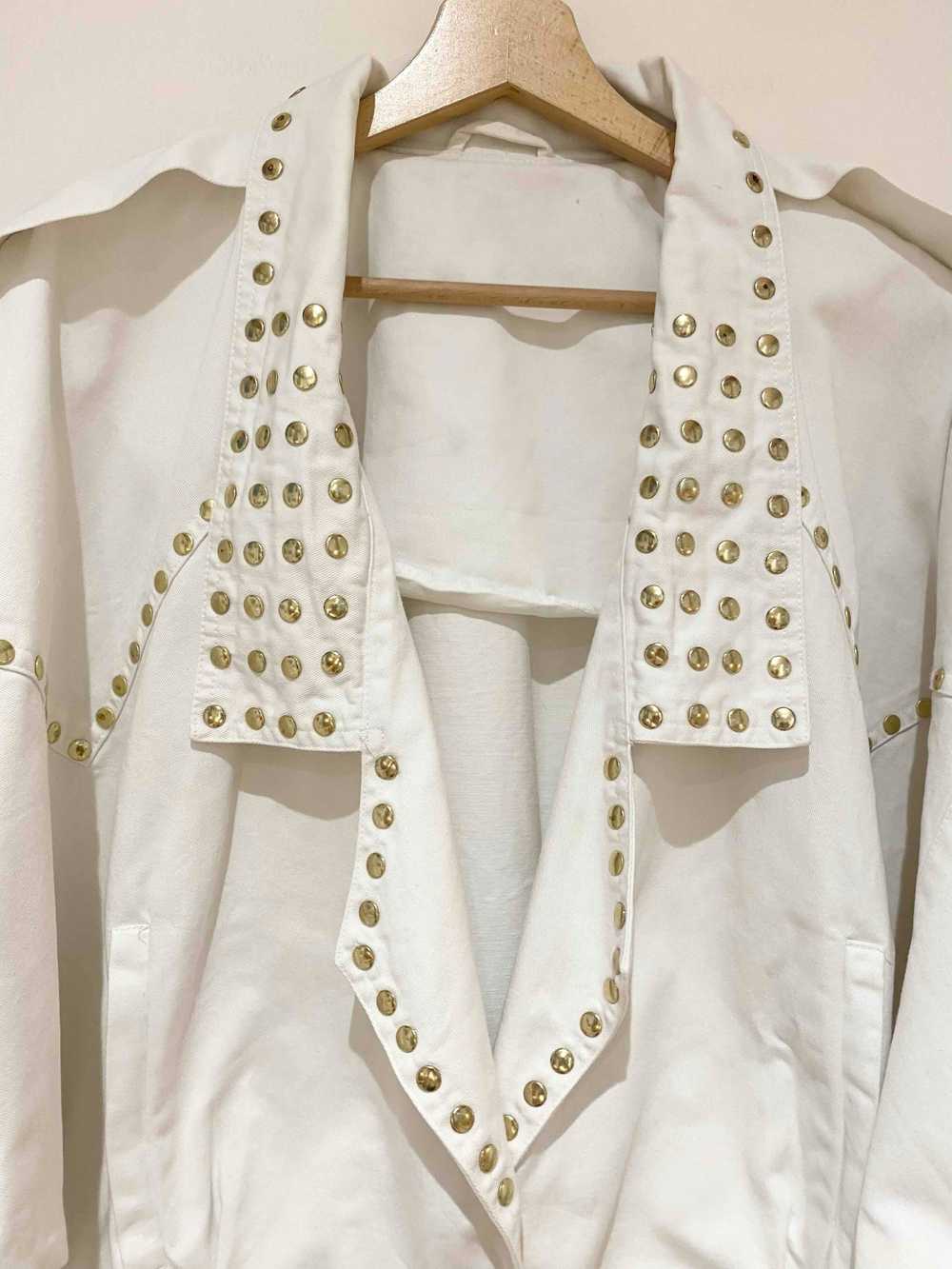 Jean jacket - White studded denim jacket 1980 Loo… - image 2