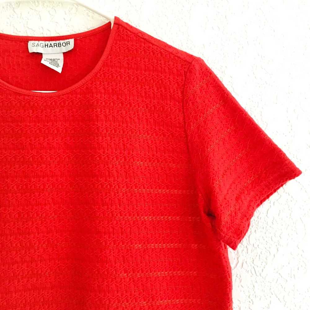 Vintage Sag Harbor Red Crop Tee Shirt Shimmer Tex… - image 2