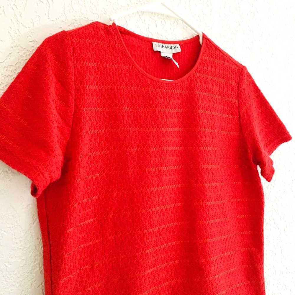 Vintage Sag Harbor Red Crop Tee Shirt Shimmer Tex… - image 3