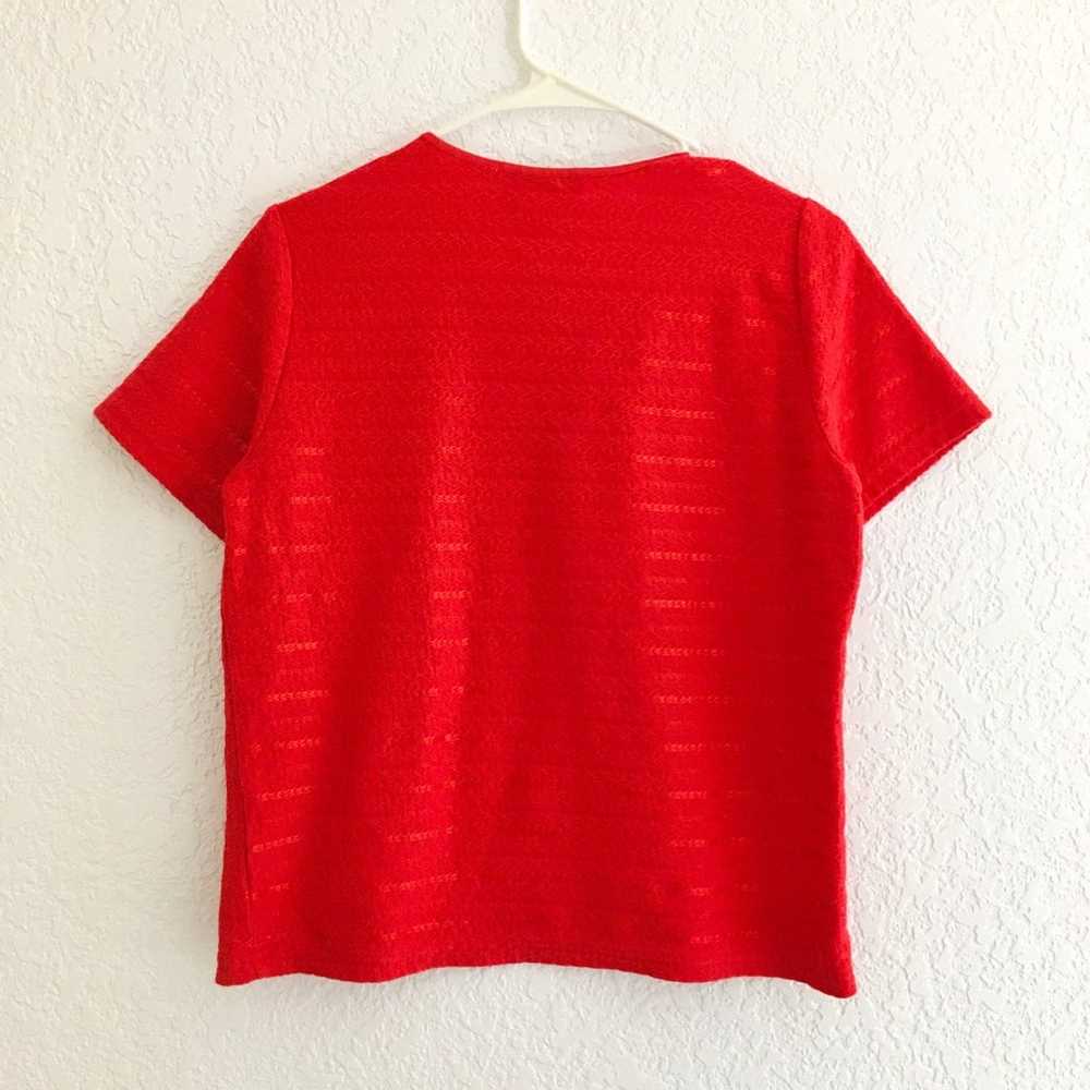 Vintage Sag Harbor Red Crop Tee Shirt Shimmer Tex… - image 4