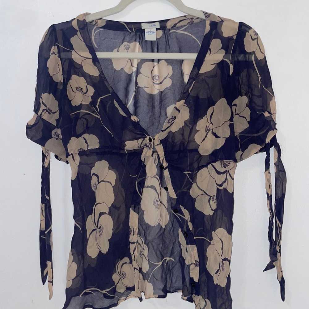 Y2k Sheer Flower Blouse - image 1