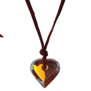 Baccarat Arafoli Heart Necklace Irise Orange Pend… - image 1