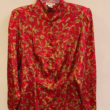 Vintage Talbots Woman’s Size 6 Red Gold Silky Fee… - image 1