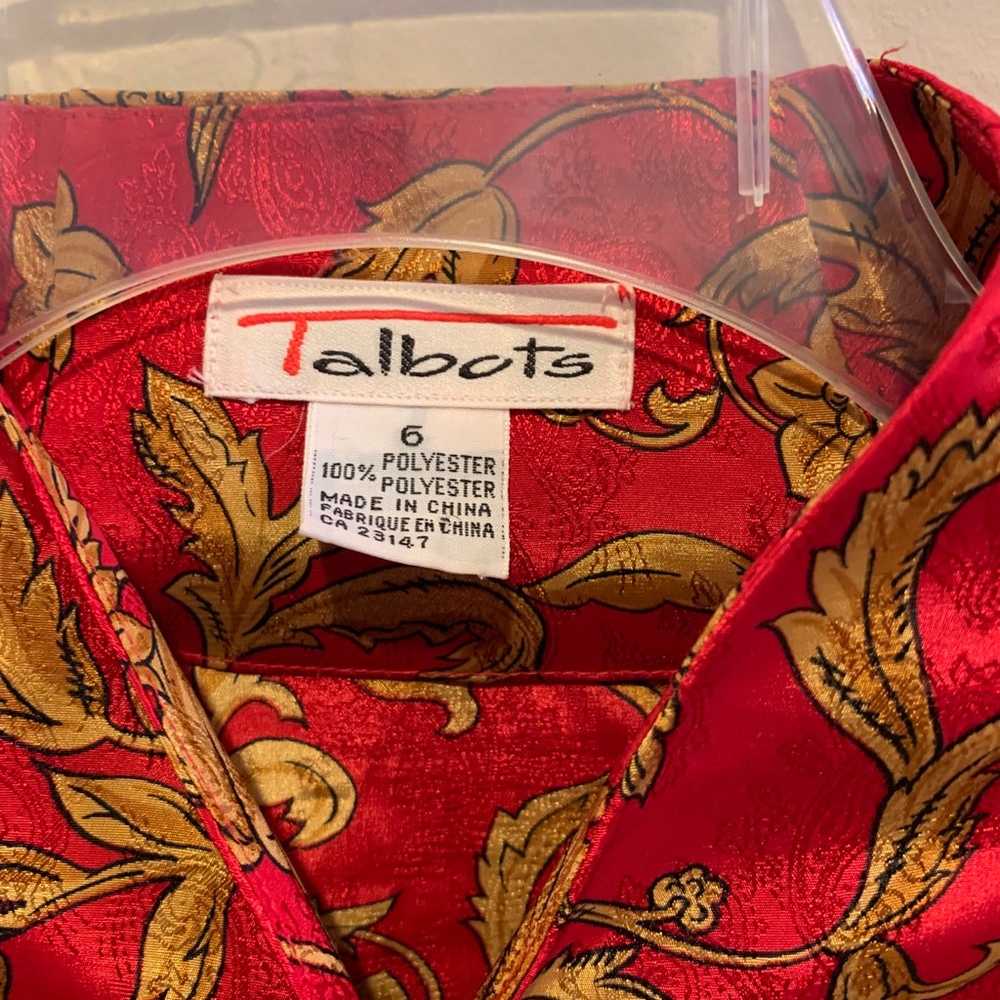 Vintage Talbots Woman’s Size 6 Red Gold Silky Fee… - image 3