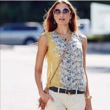CAbi Style 5221 Yellow Gray Floral Tank Blouse - image 1