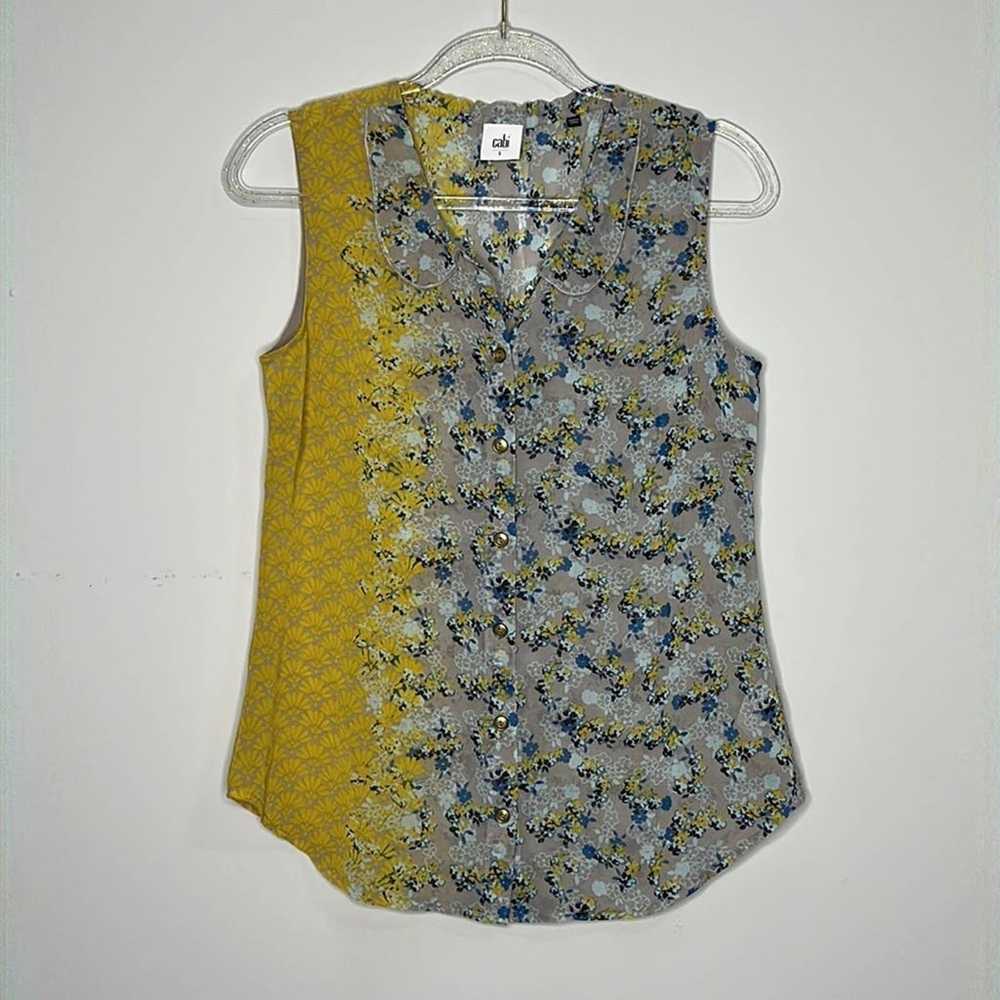 CAbi Style 5221 Yellow Gray Floral Tank Blouse - image 2