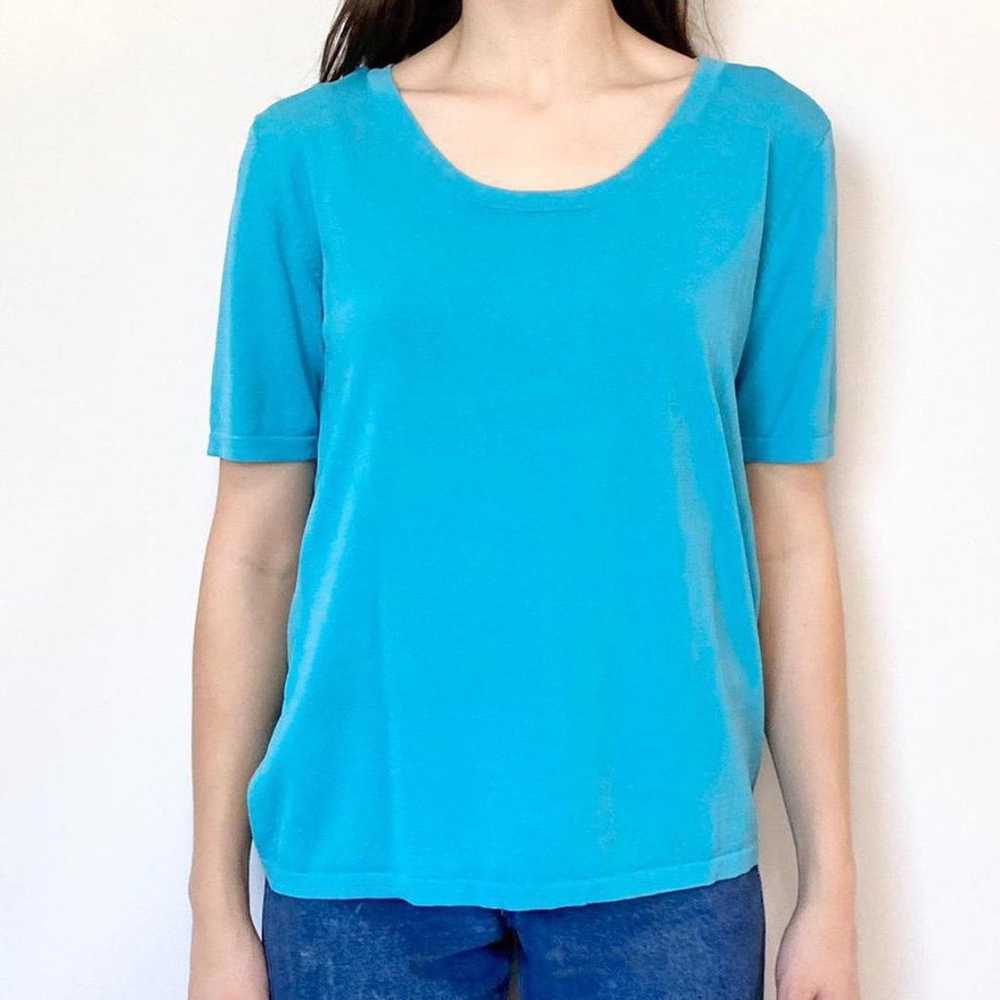 plain aqua teal blue slim fit top - image 1