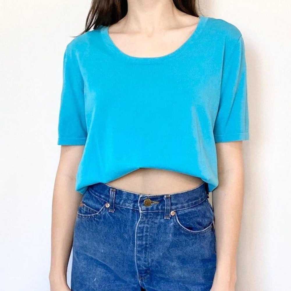 plain aqua teal blue slim fit top - image 2