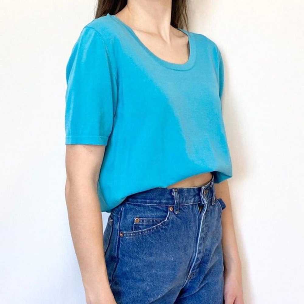 plain aqua teal blue slim fit top - image 3