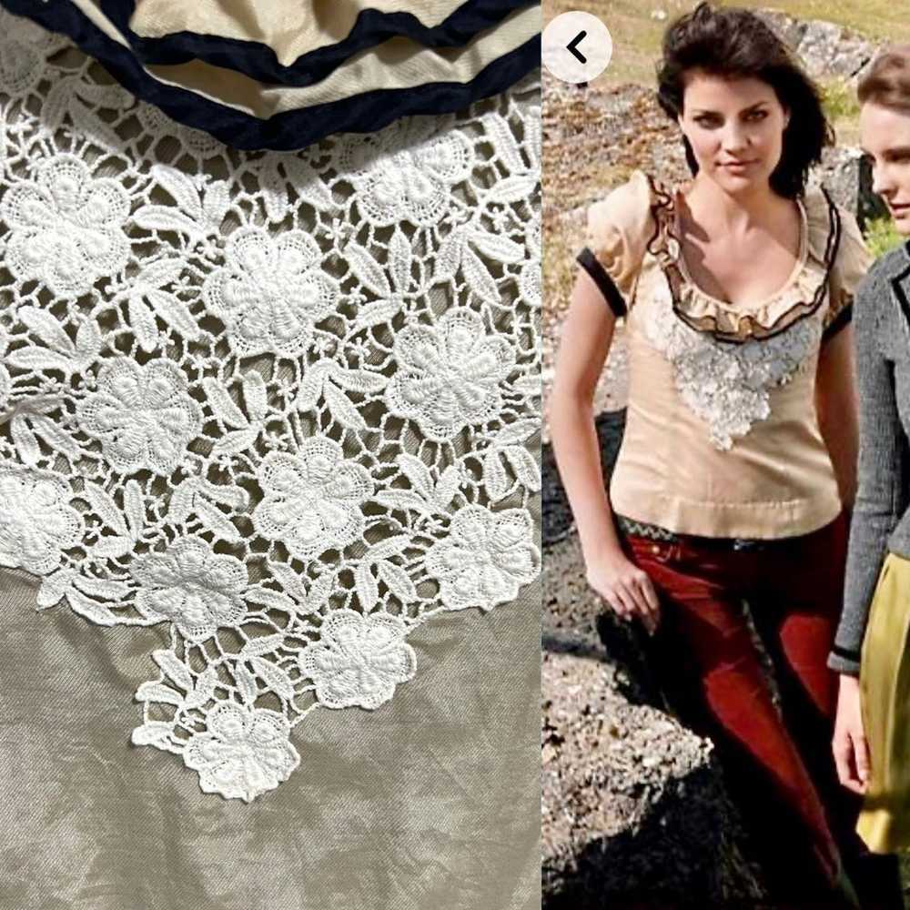 Anthropologie Floreat Ruffled Lace Silk Blouse - image 2