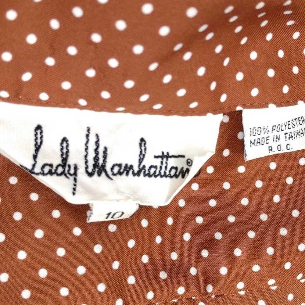 Vintage Lady Manhattan Brown and White Polka Dot … - image 9