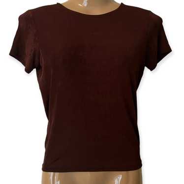 Vintage MUST ENTER Chocolate Brown Women’s S/S Sh… - image 1