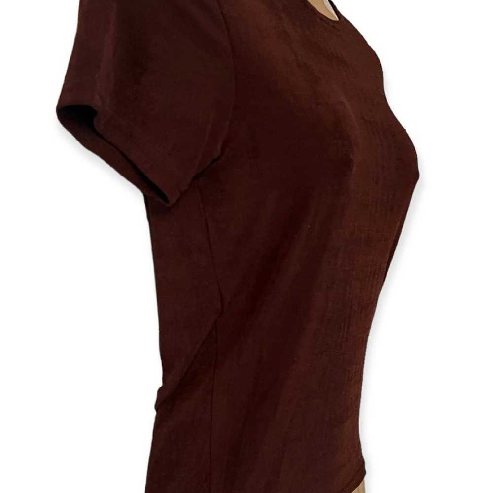 Vintage MUST ENTER Chocolate Brown Women’s S/S Sh… - image 2