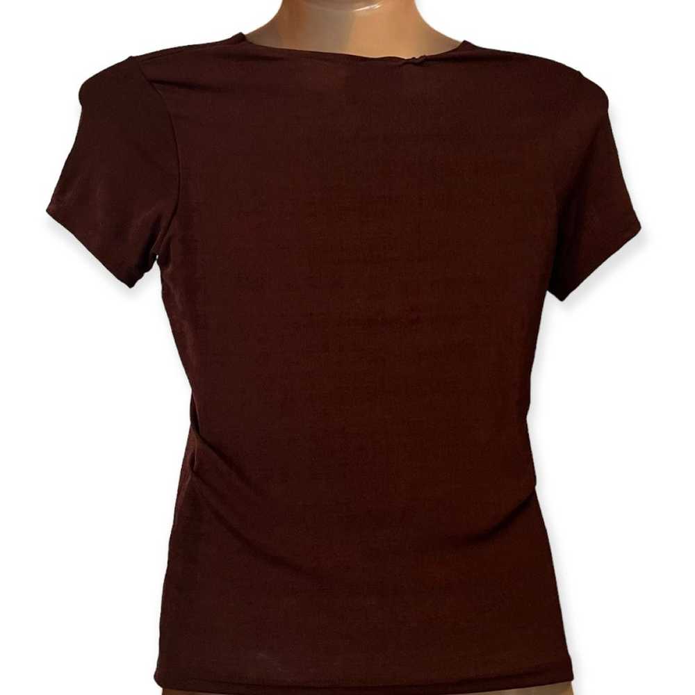 Vintage MUST ENTER Chocolate Brown Women’s S/S Sh… - image 3