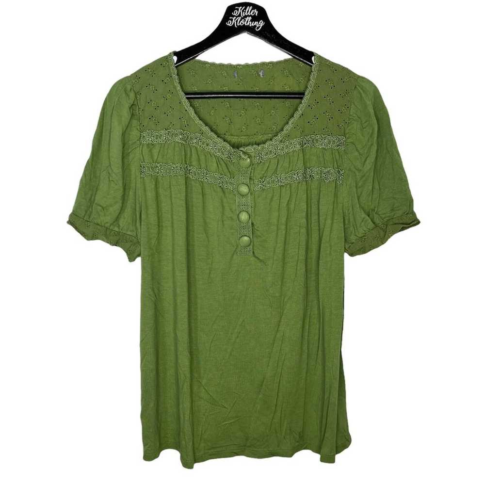 Vintage Y2K Green Peplum Blouse Top - image 1