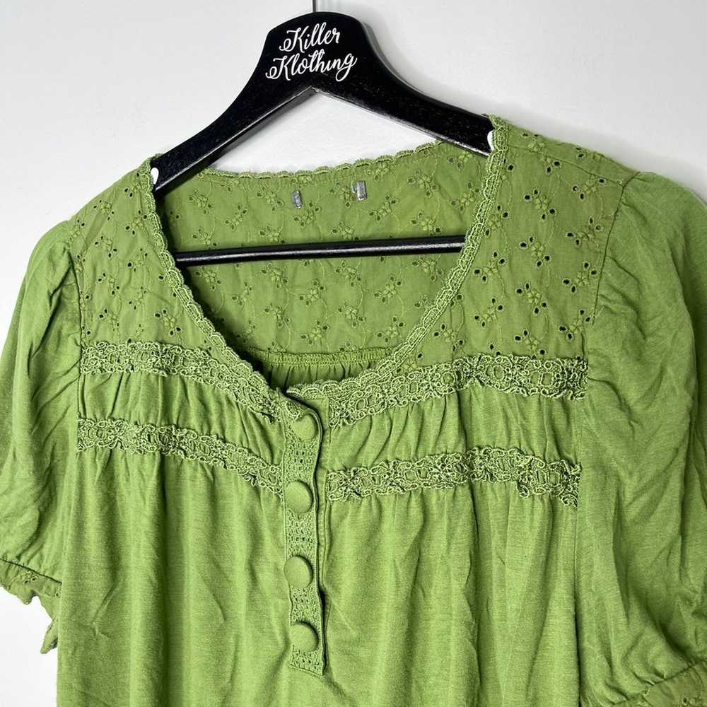 Vintage Y2K Green Peplum Blouse Top - image 2