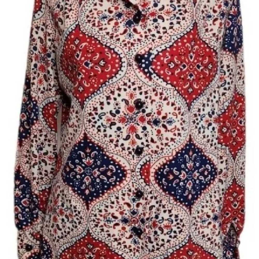 Sacony Exclusive Vintage Blouse Red White Blue - image 2