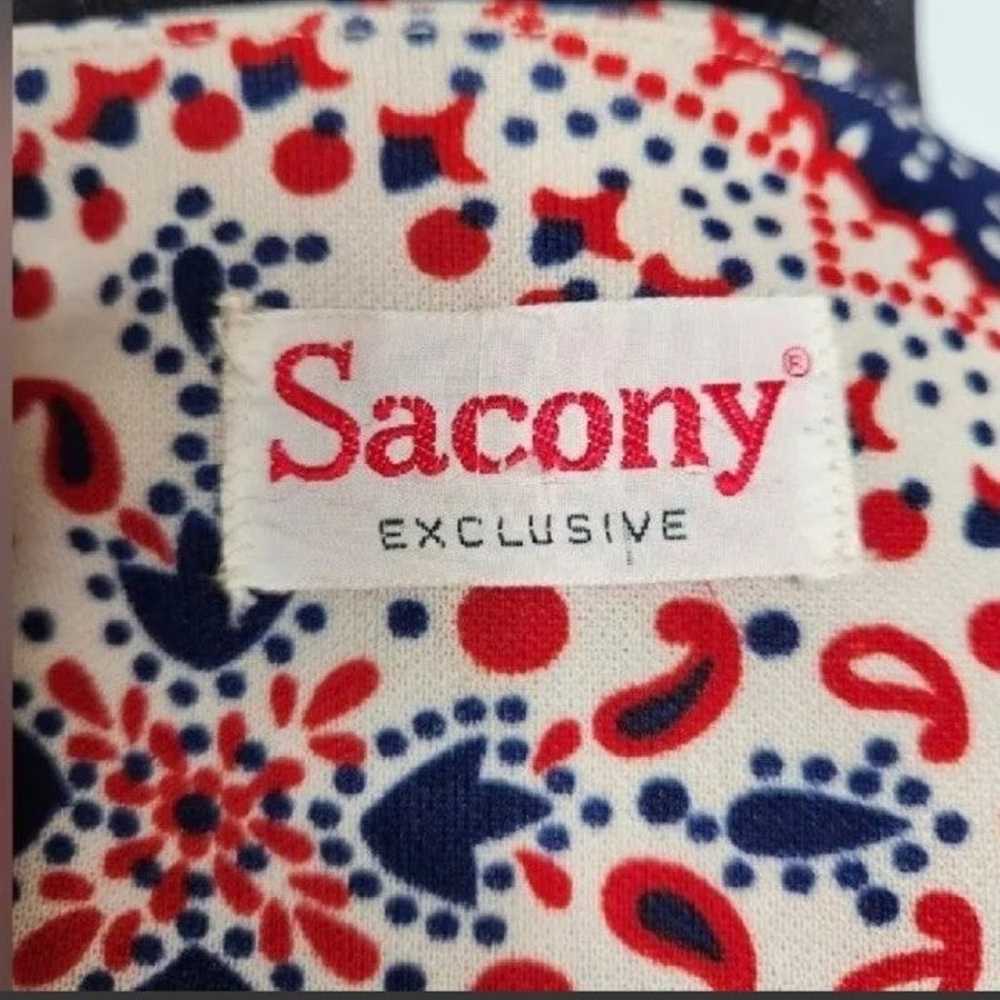 Sacony Exclusive Vintage Blouse Red White Blue - image 4