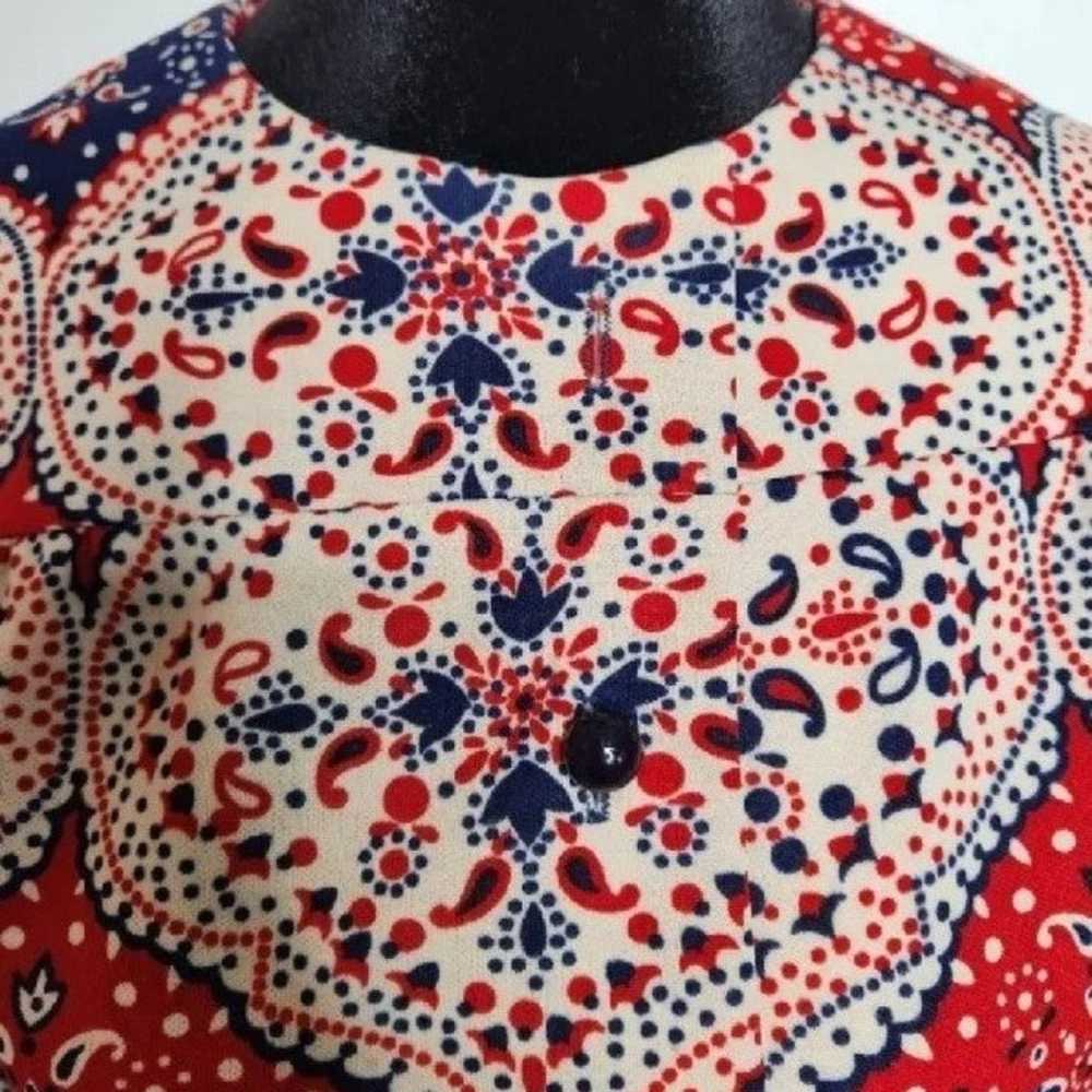 Sacony Exclusive Vintage Blouse Red White Blue - image 5