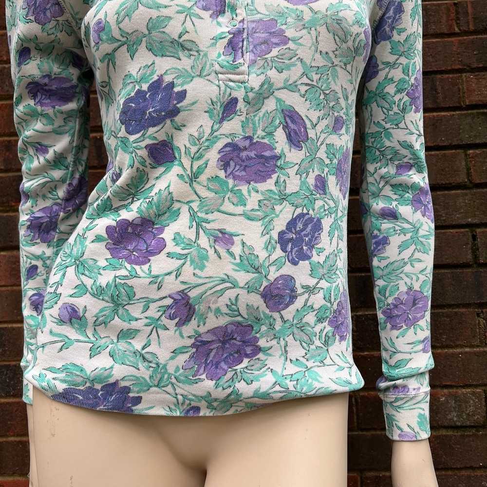 Forenza vtg 90s purple floral long sleeve |snap o… - image 3