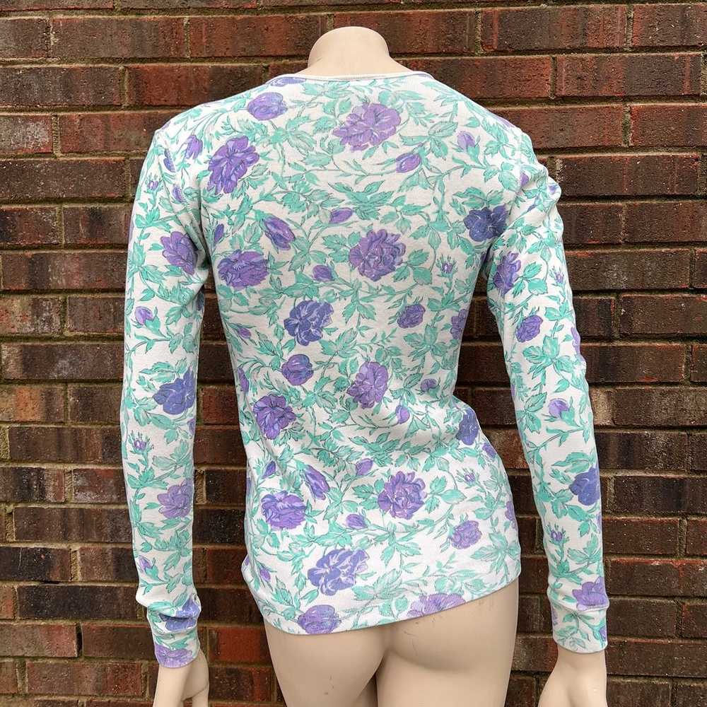 Forenza vtg 90s purple floral long sleeve |snap o… - image 4