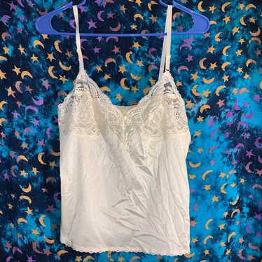 White Lace Camisole 90s Cami Lingerie Tank Top Sheer Floral