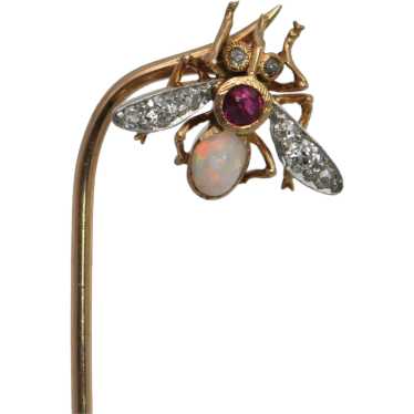 Antique Ruby, Opal, and Diamond 14k/18k Gold Fly S