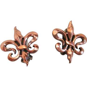 Early 1950s Renoir Fleur de Lis Earrings - image 1