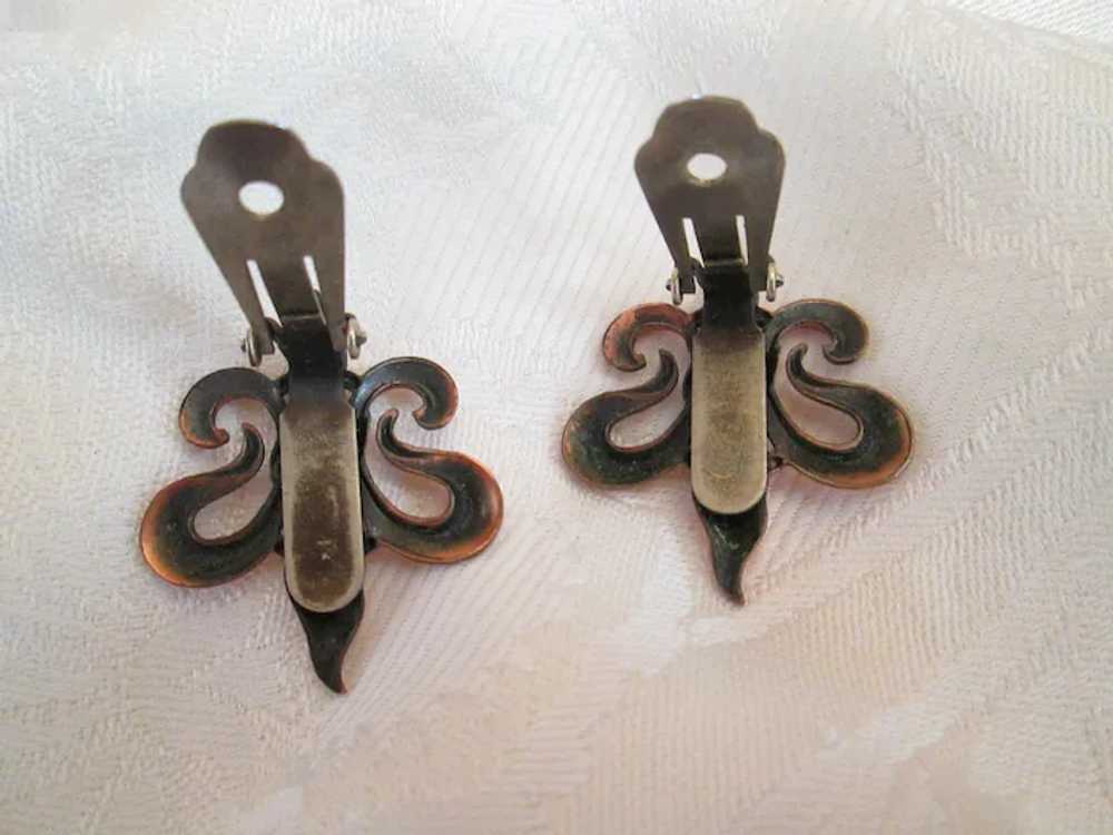 Early 1950s Renoir Fleur de Lis Earrings - image 3